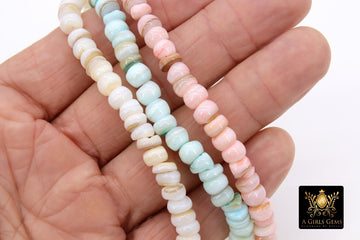 White Baby Blue Pink Beige Freshwater Pearl Shell Round Rondelle Bead Strands